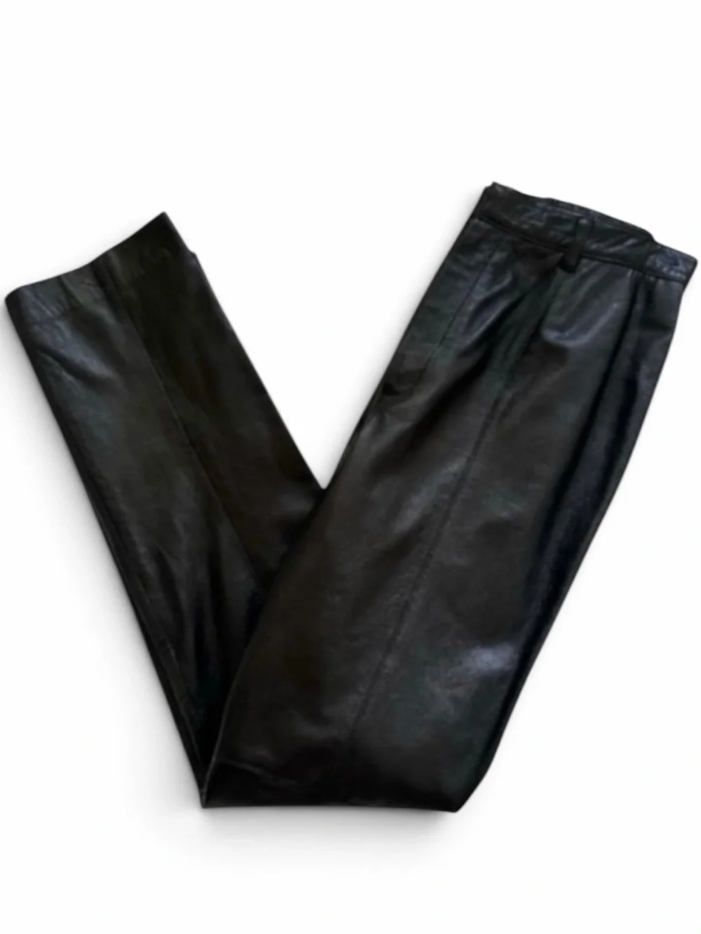 Ellen Tracy Black Straight Leather Pants Size 4
